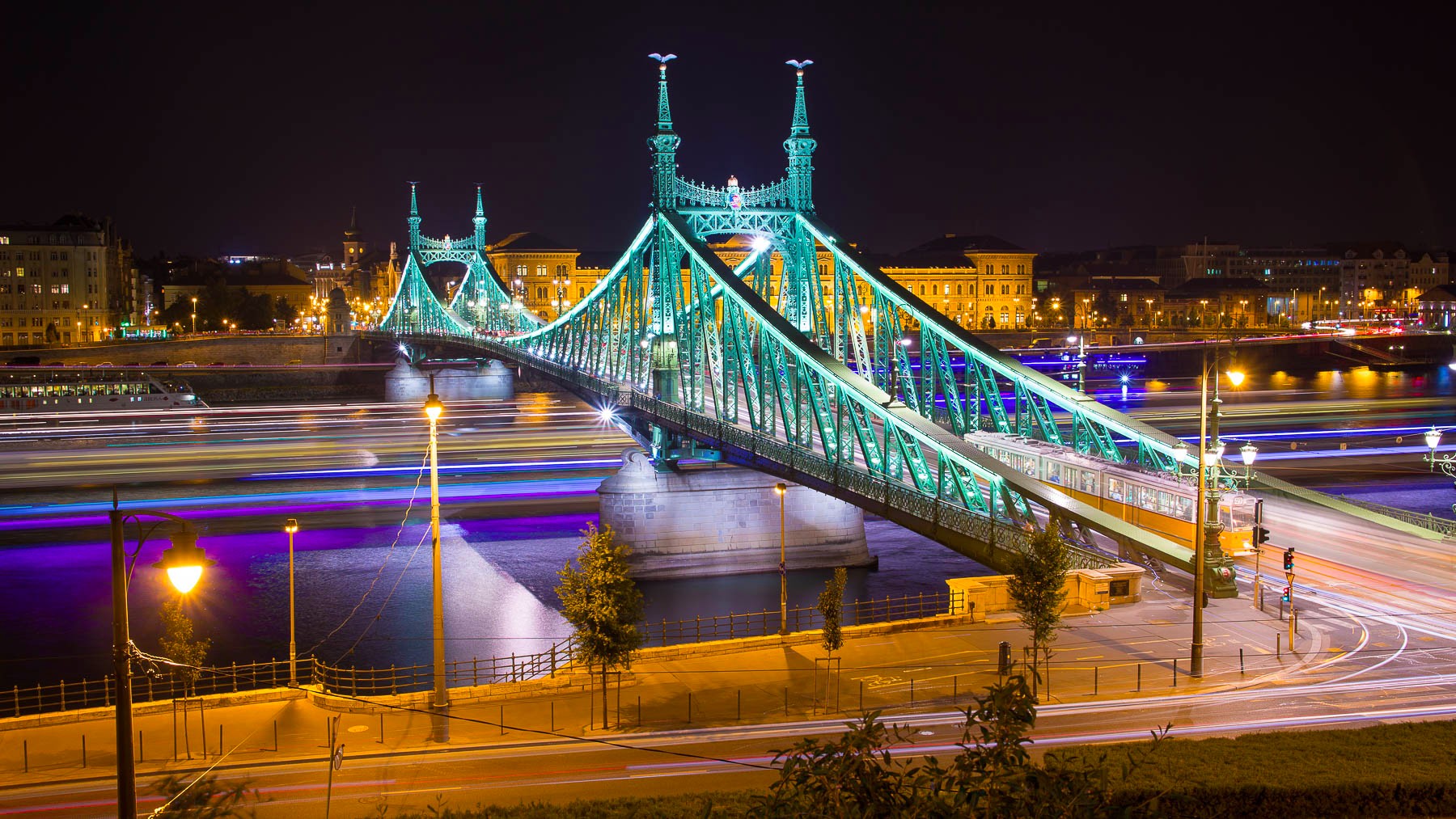 Budapest Liberty bridge at night