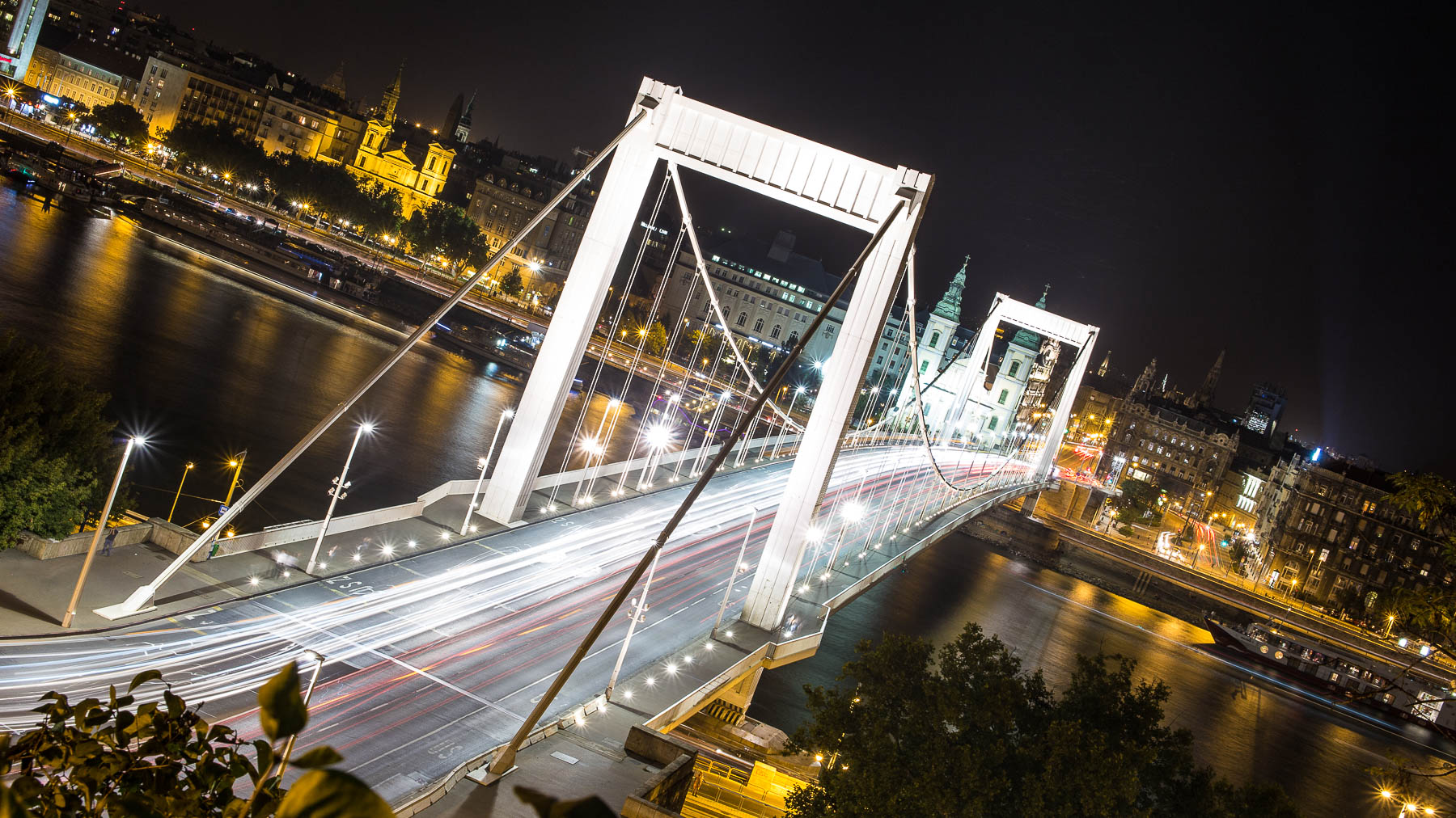 Elisabeth bridge in Budapest at night