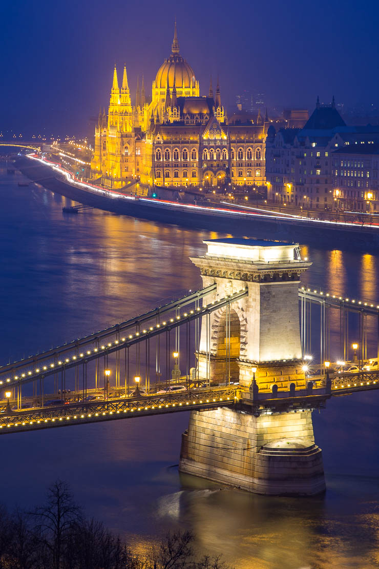 Parliament and Chain Bridge from Buda Castle