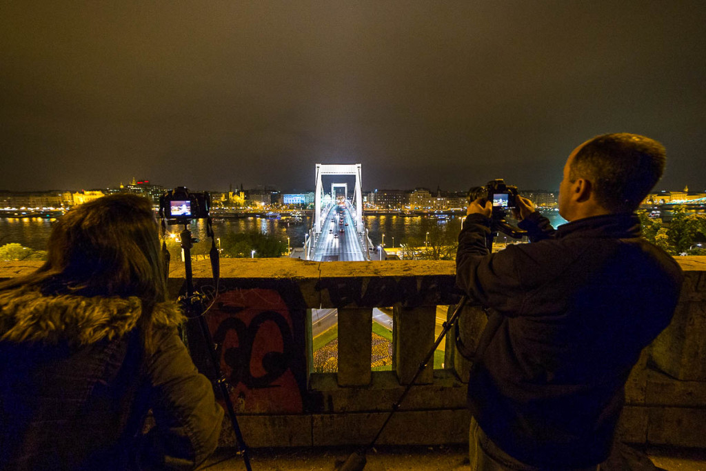 Guests shooting Elisabeth Bridge at night