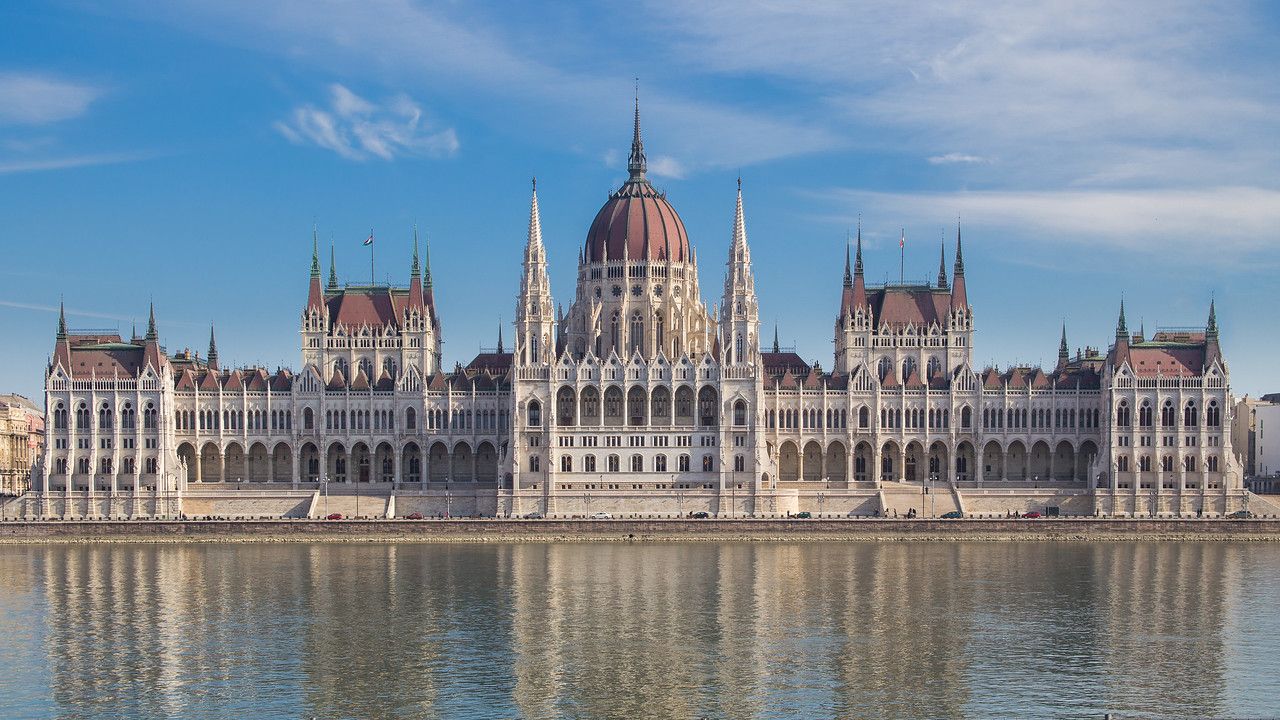 Budapest Parliament in the sunlight winter