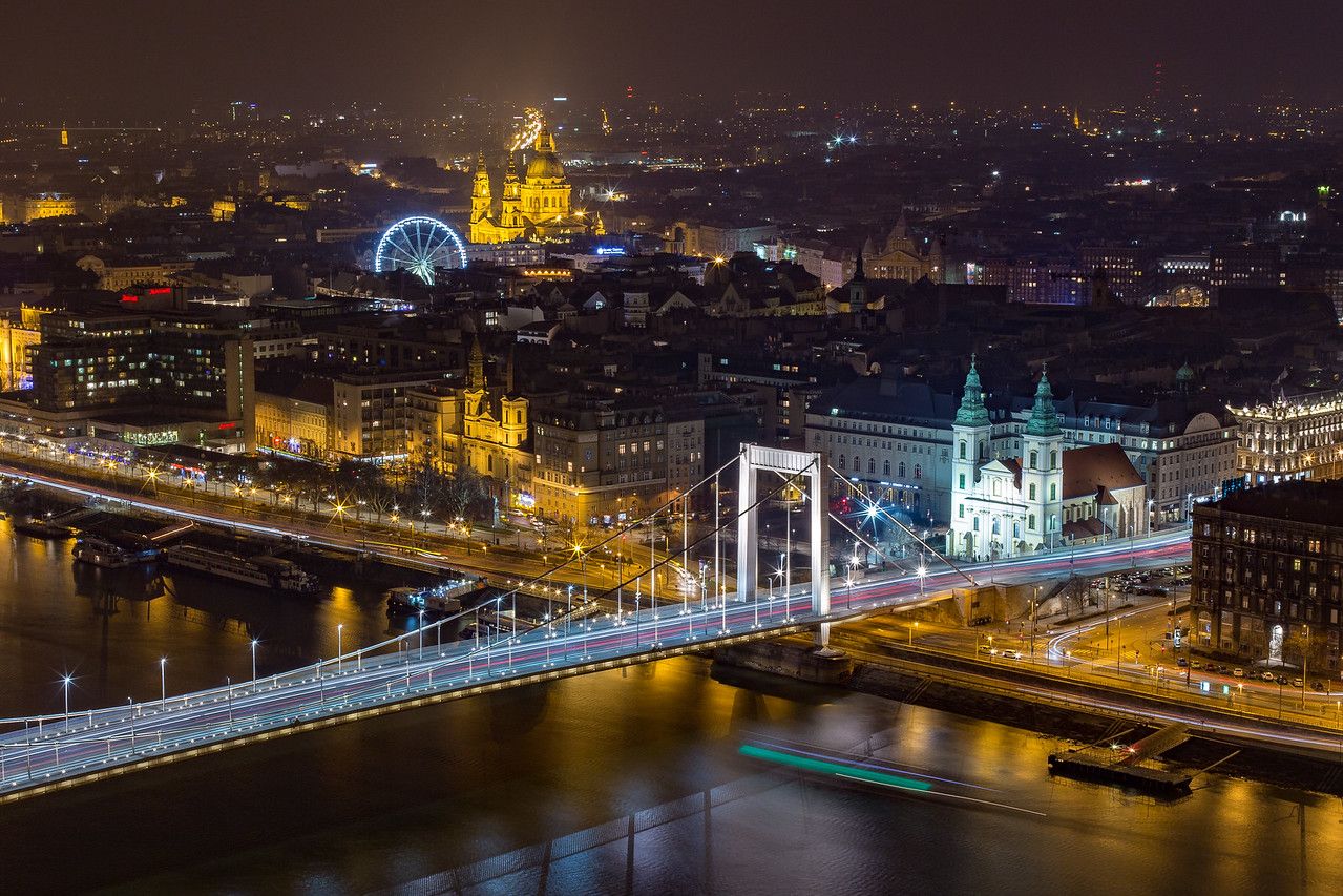 St Stephens and Elisabeth Bridge from Citadel - close up