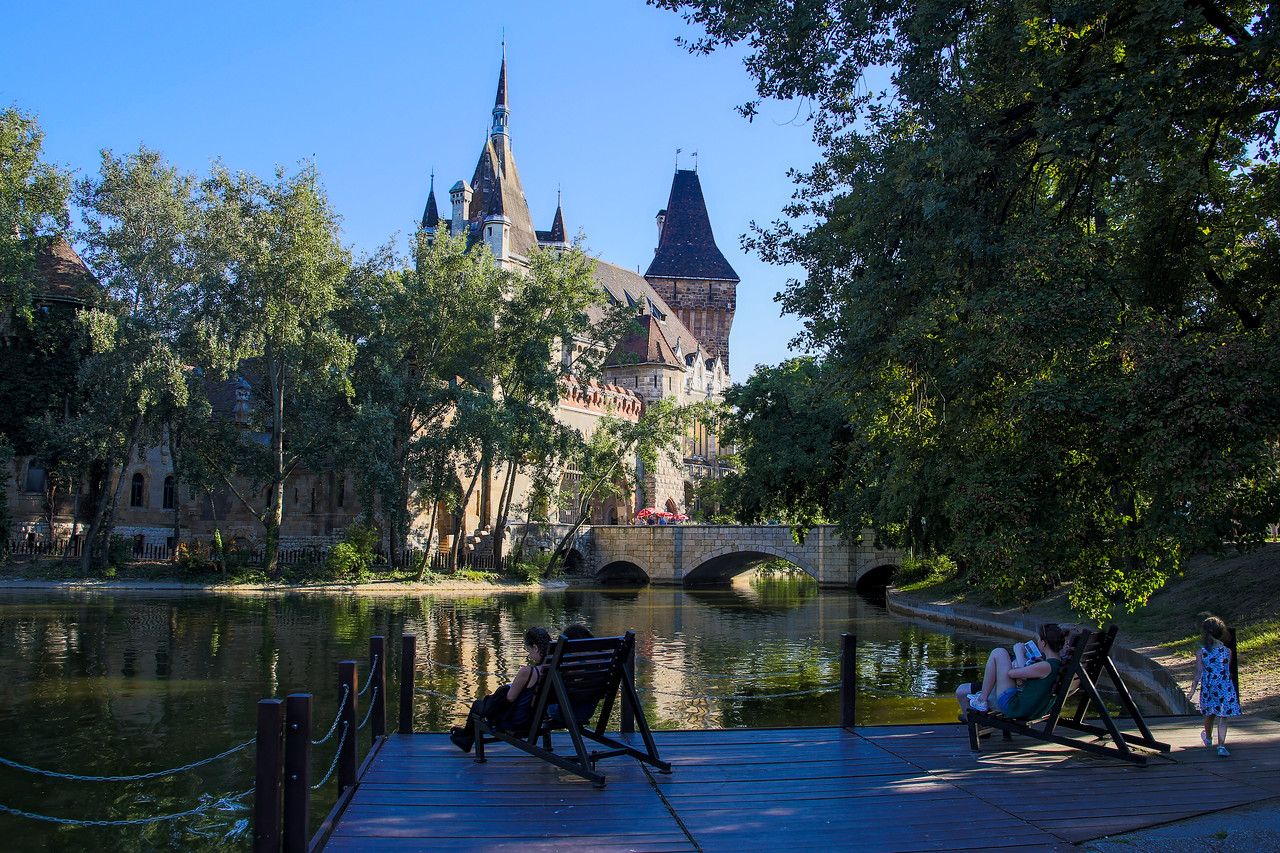 Chilling at the lakeside of Vajdahunyad Castle