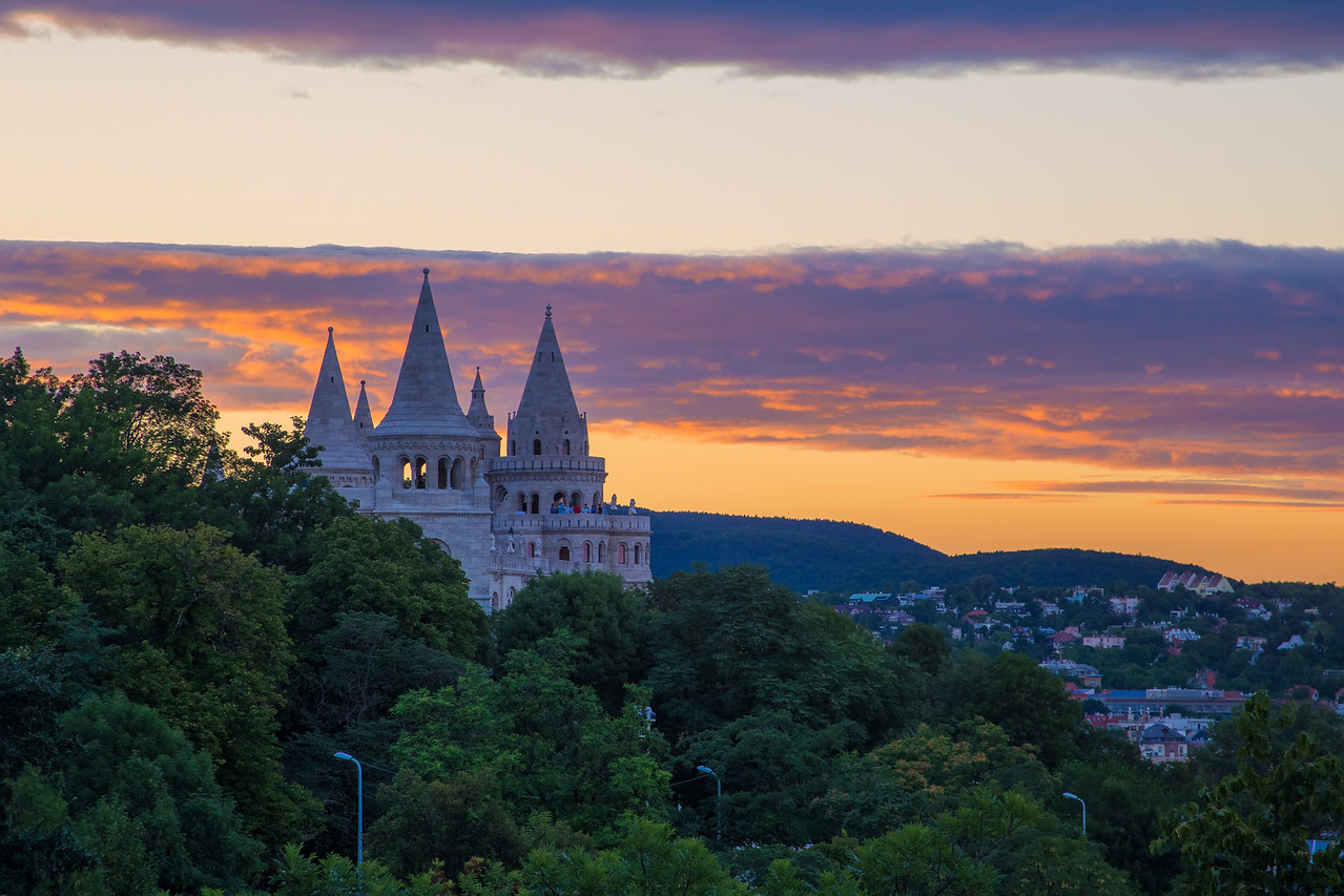 Fishermens Bastion in the sunset color skies