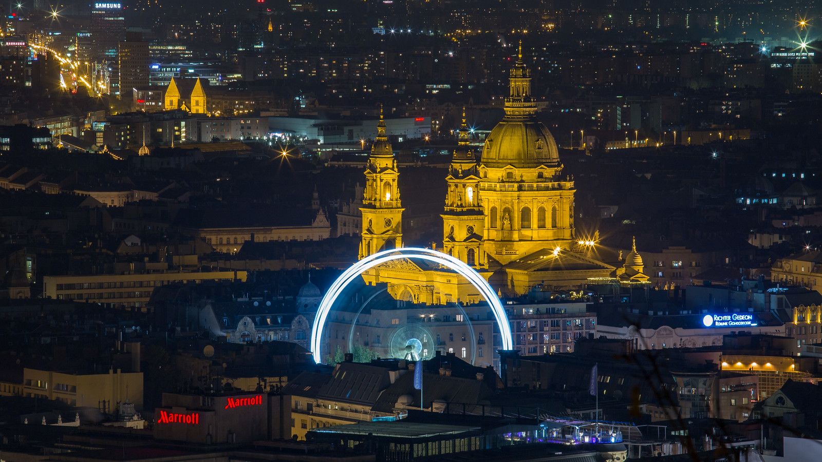 St Stephen's Cathedral and Budapest Eye from Citadel
