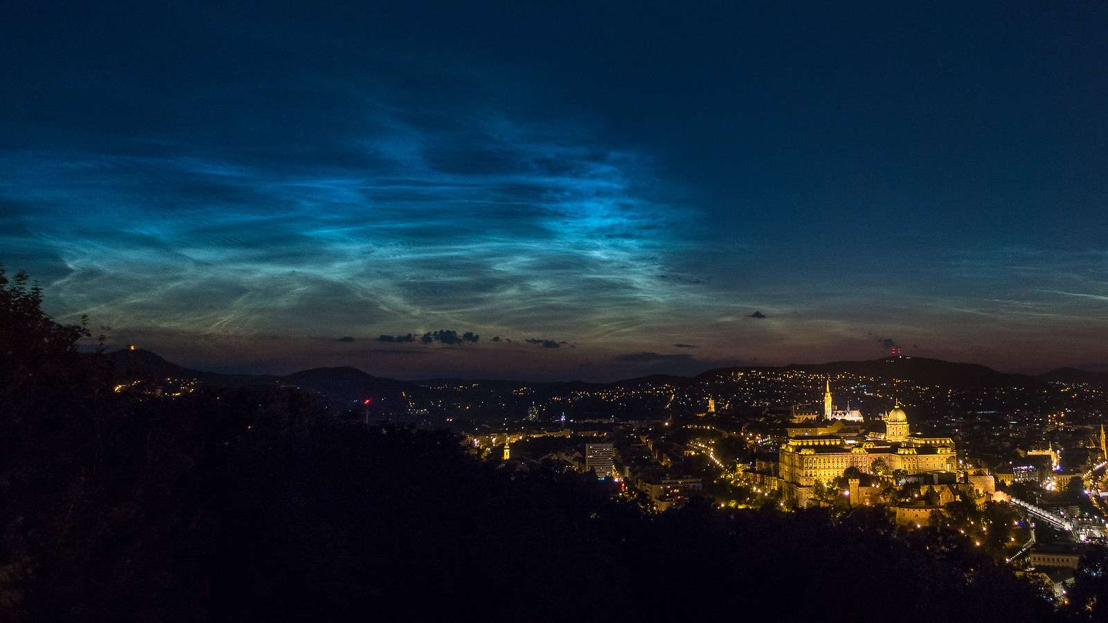 noctilucent clouds over Buda Castle from Citadel